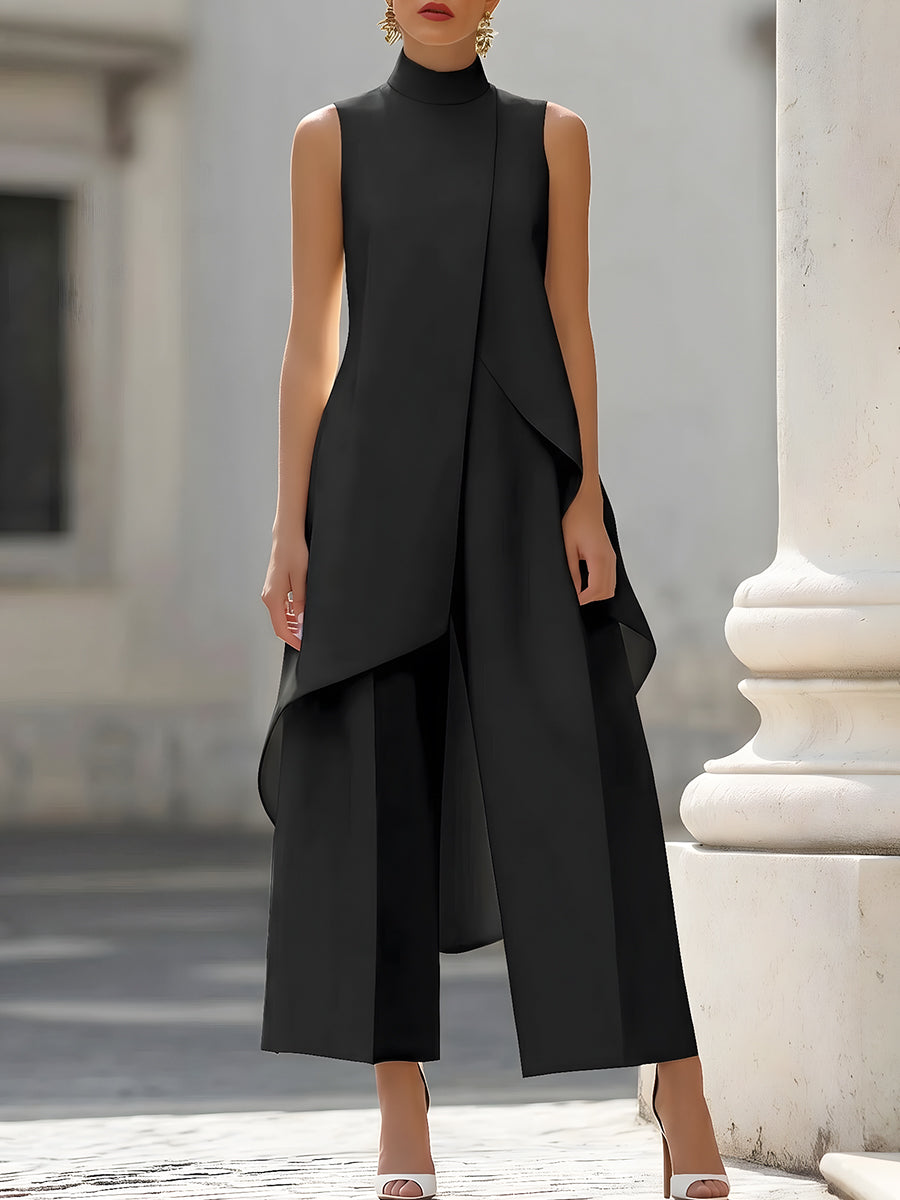 conjunto dos piezas de lino con pantalón ancho. Getaria