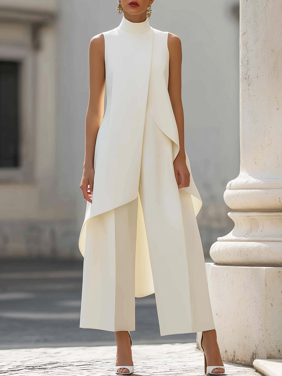 conjunto dos piezas de lino con pantalón ancho. Getaria
