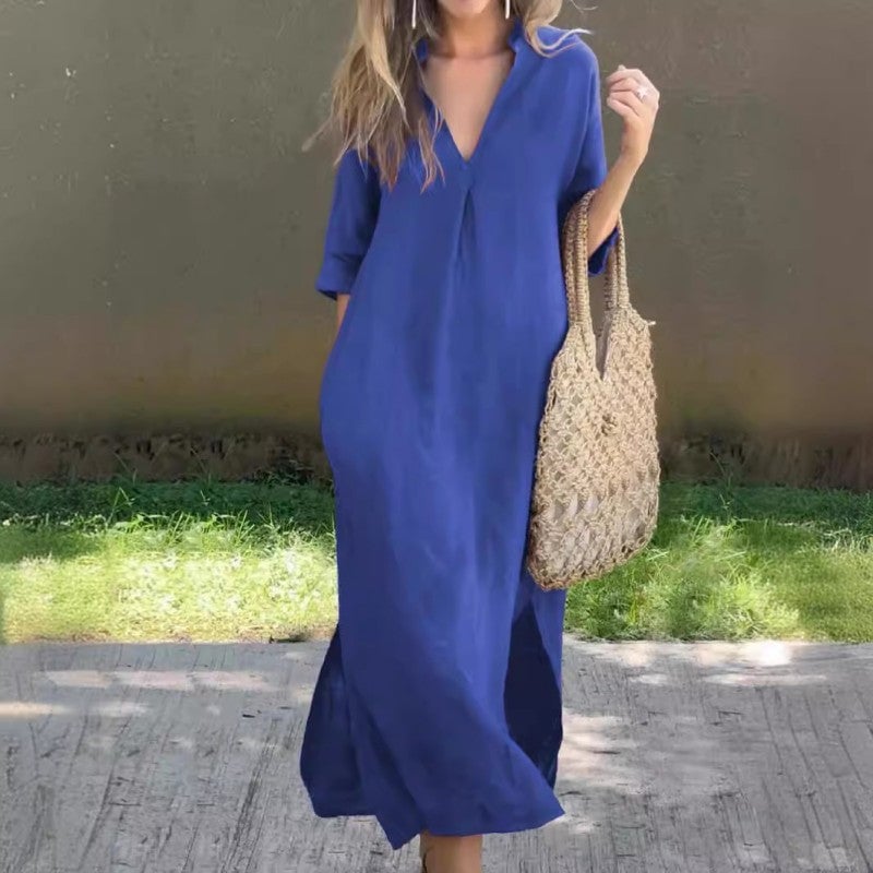 vestido midi fluido de algodón. Vejer
