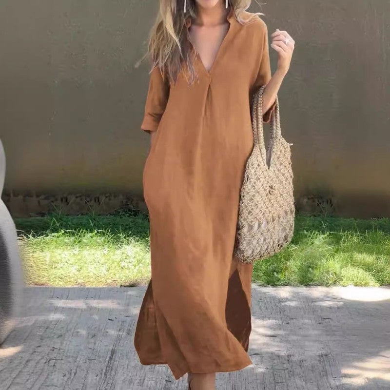 vestido midi fluido de algodón. Vejer