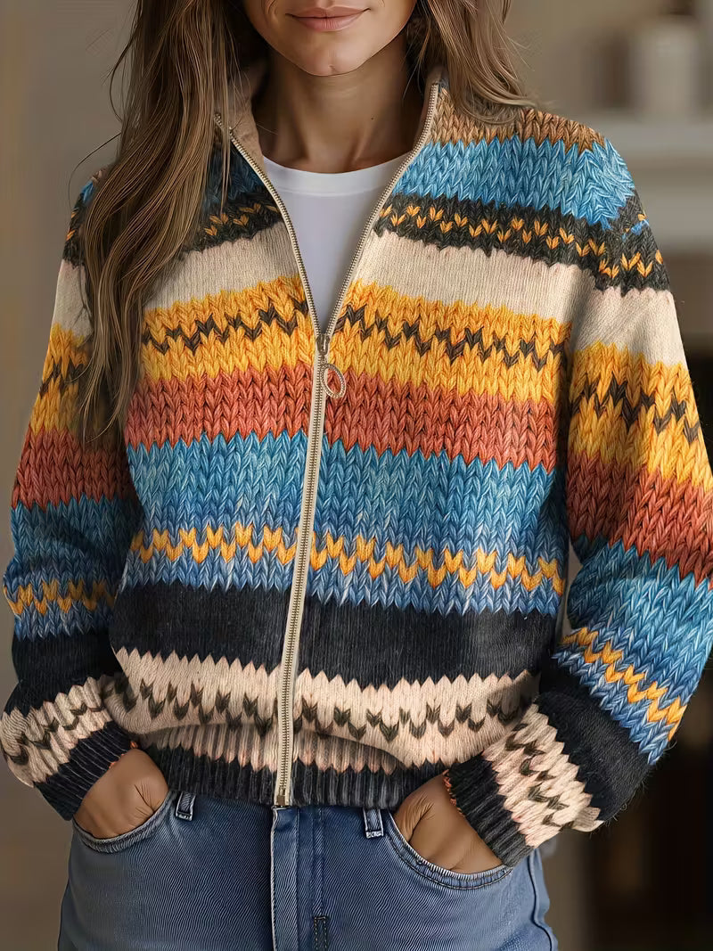 cardigan corto de rayas chevron multicolor. Getaria