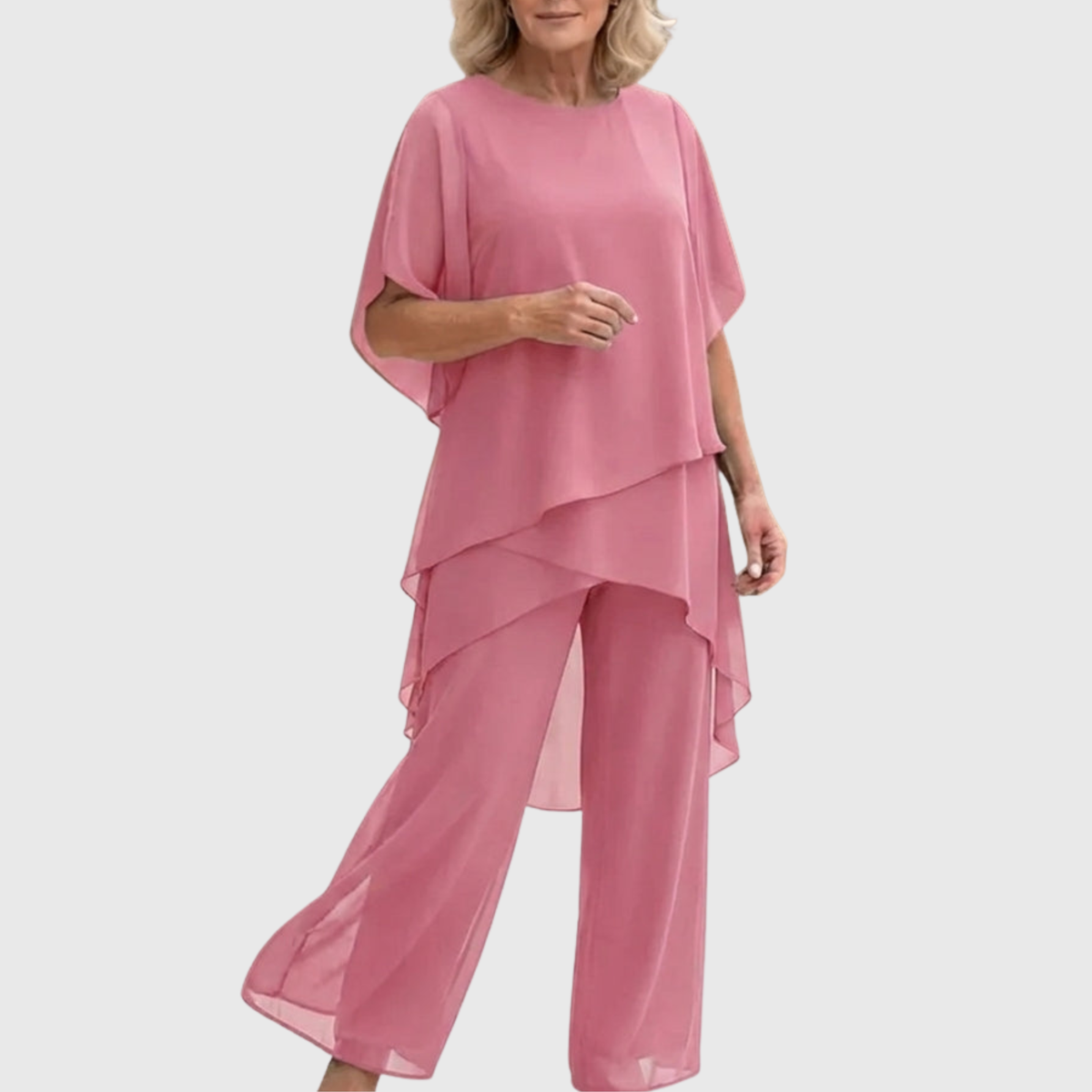 conjunto palazzo fluido con top asimétrico. Ronda