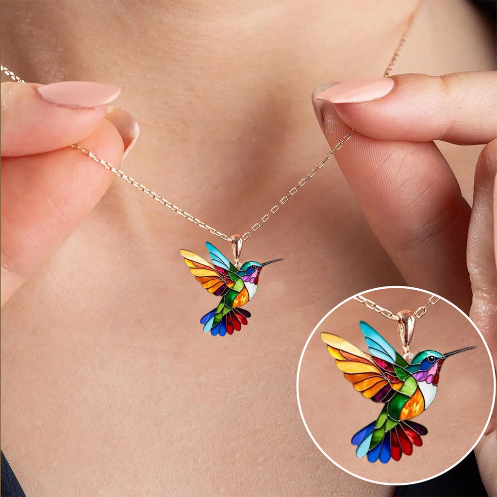 collar con colgante colibrí multicolor. Begur
