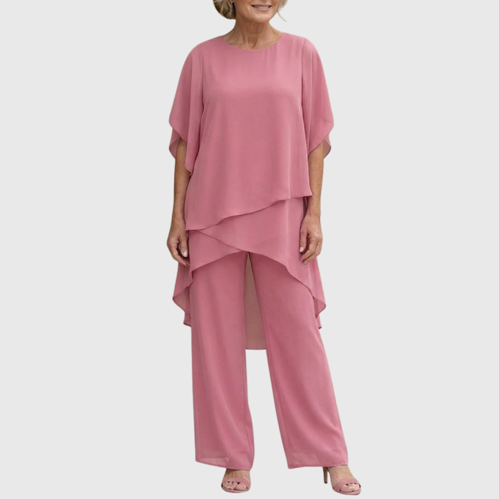 conjunto palazzo fluido con top asimétrico. Ronda
