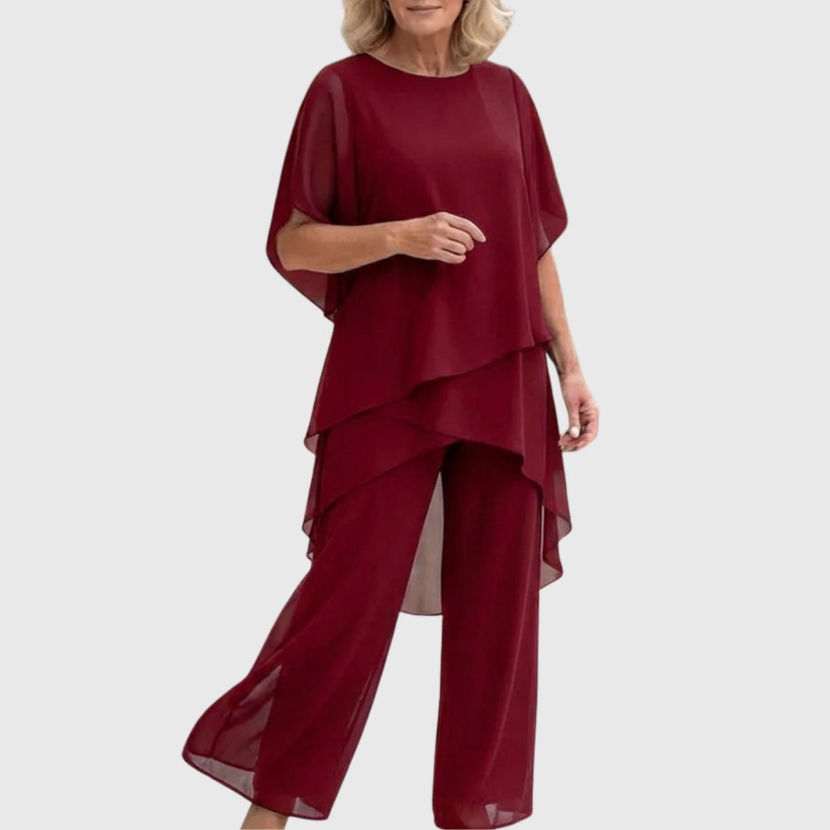 conjunto palazzo fluido con top asimétrico. Ronda