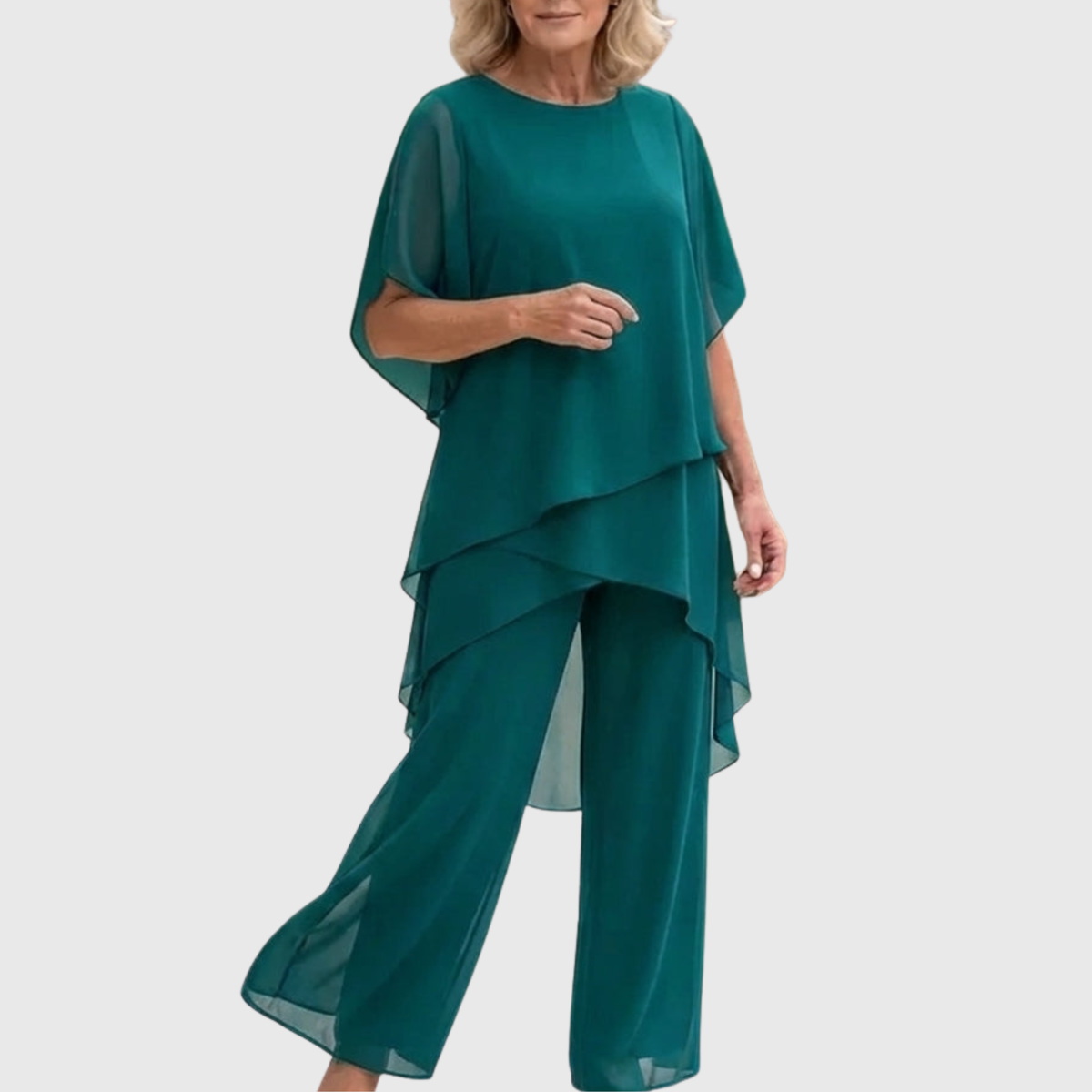 conjunto palazzo fluido con top asimétrico. Ronda