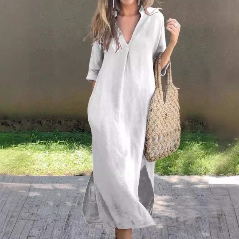 vestido midi fluido de algodón. Vejer