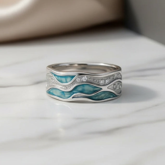 anillo ondulado azul. Mérovée