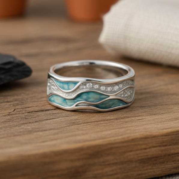 anillo ondulado azul. Mérovée