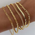 set de 5 pulseras de cadena fina. Llivia
