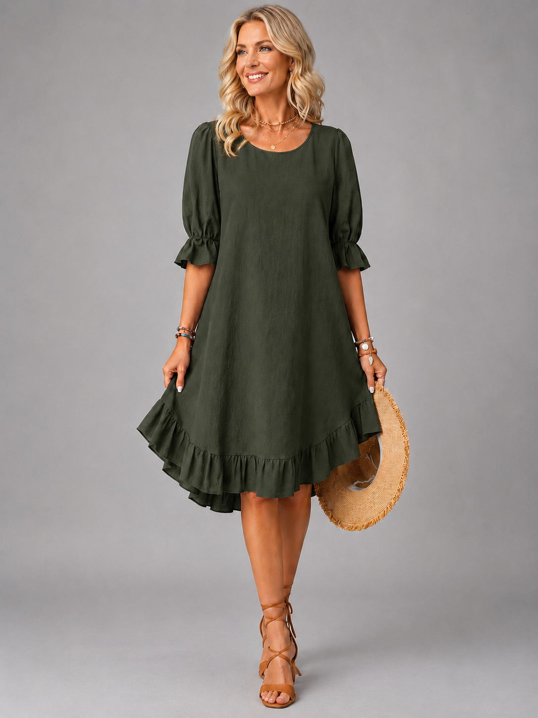 vestido midi fluido con volante. Mojácar