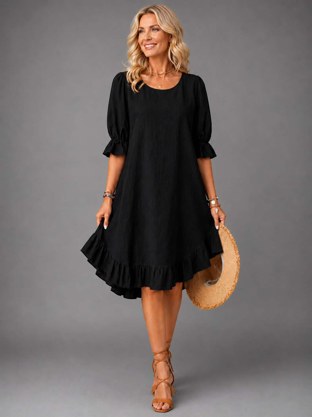 vestido midi fluido con volante. Mojácar