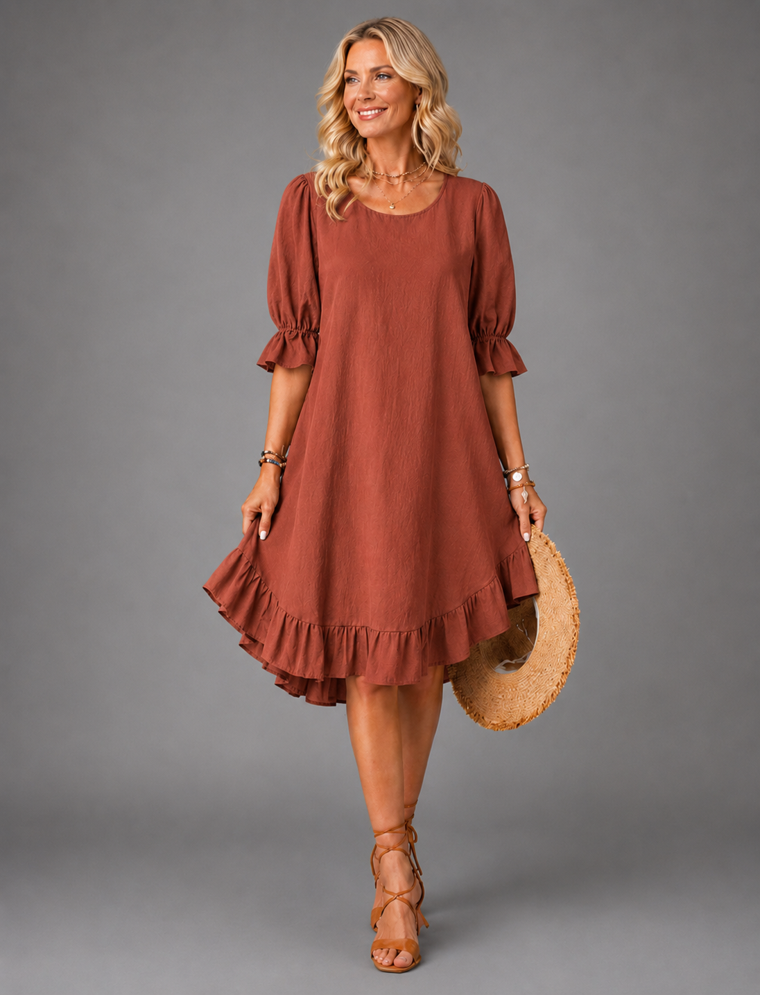 vestido midi fluido con volante. Mojácar