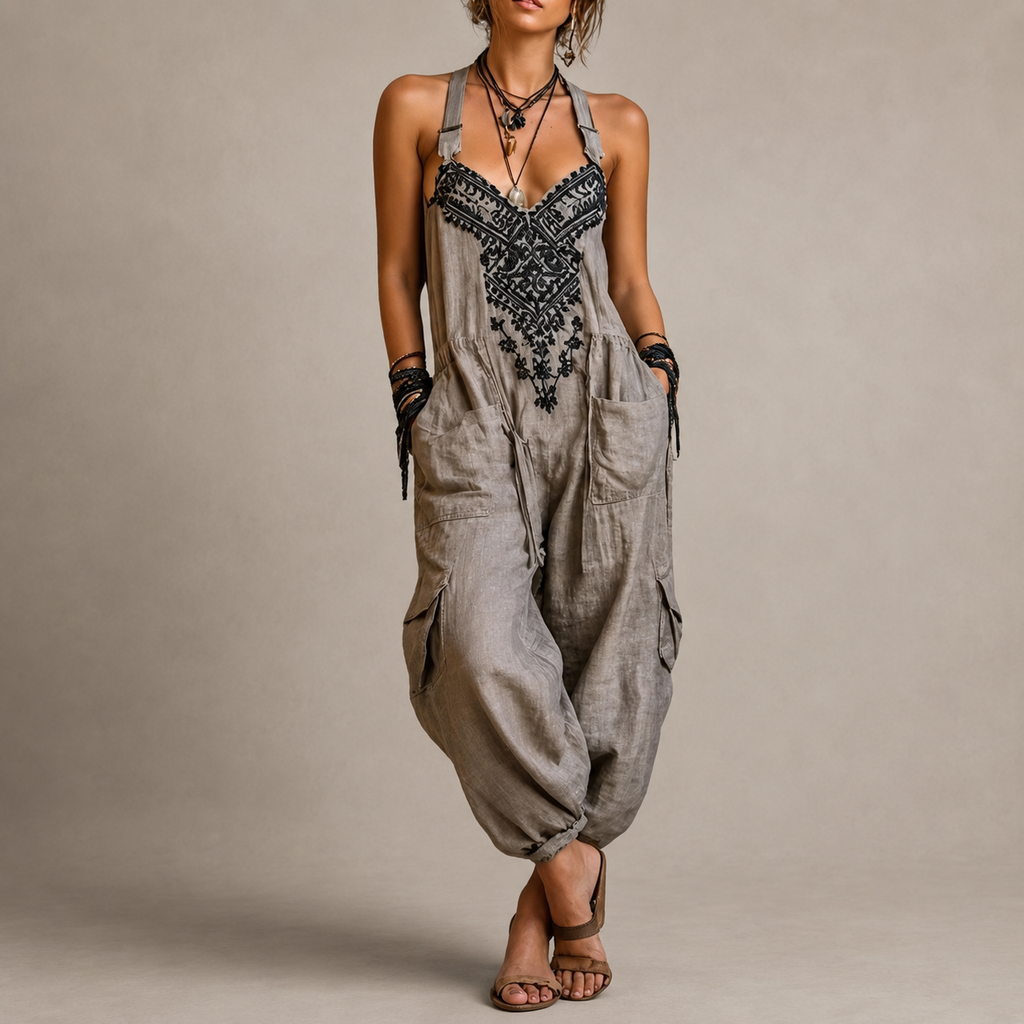 salopette harem con ricamo folk. Wren