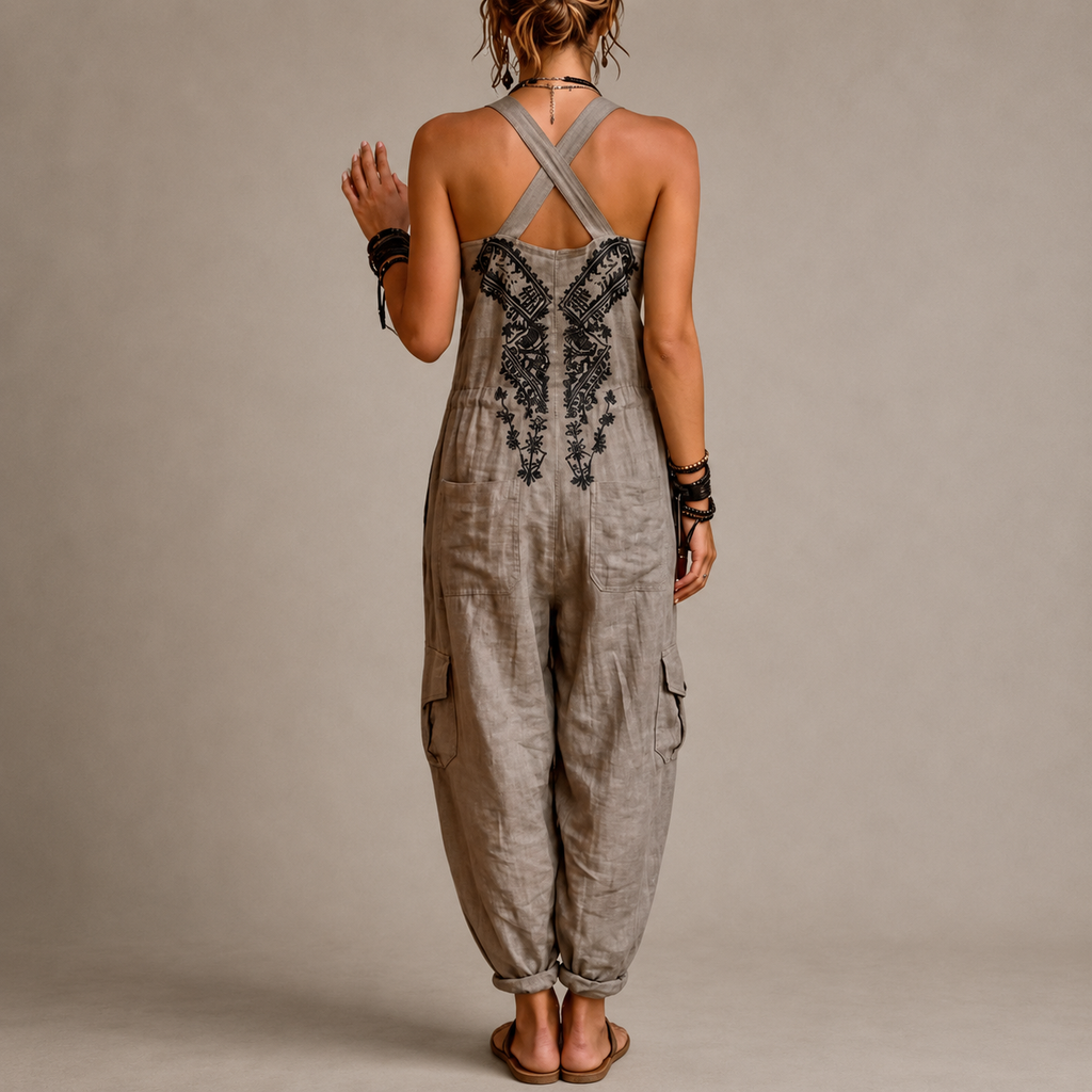 salopette harem con ricamo folk. Wren