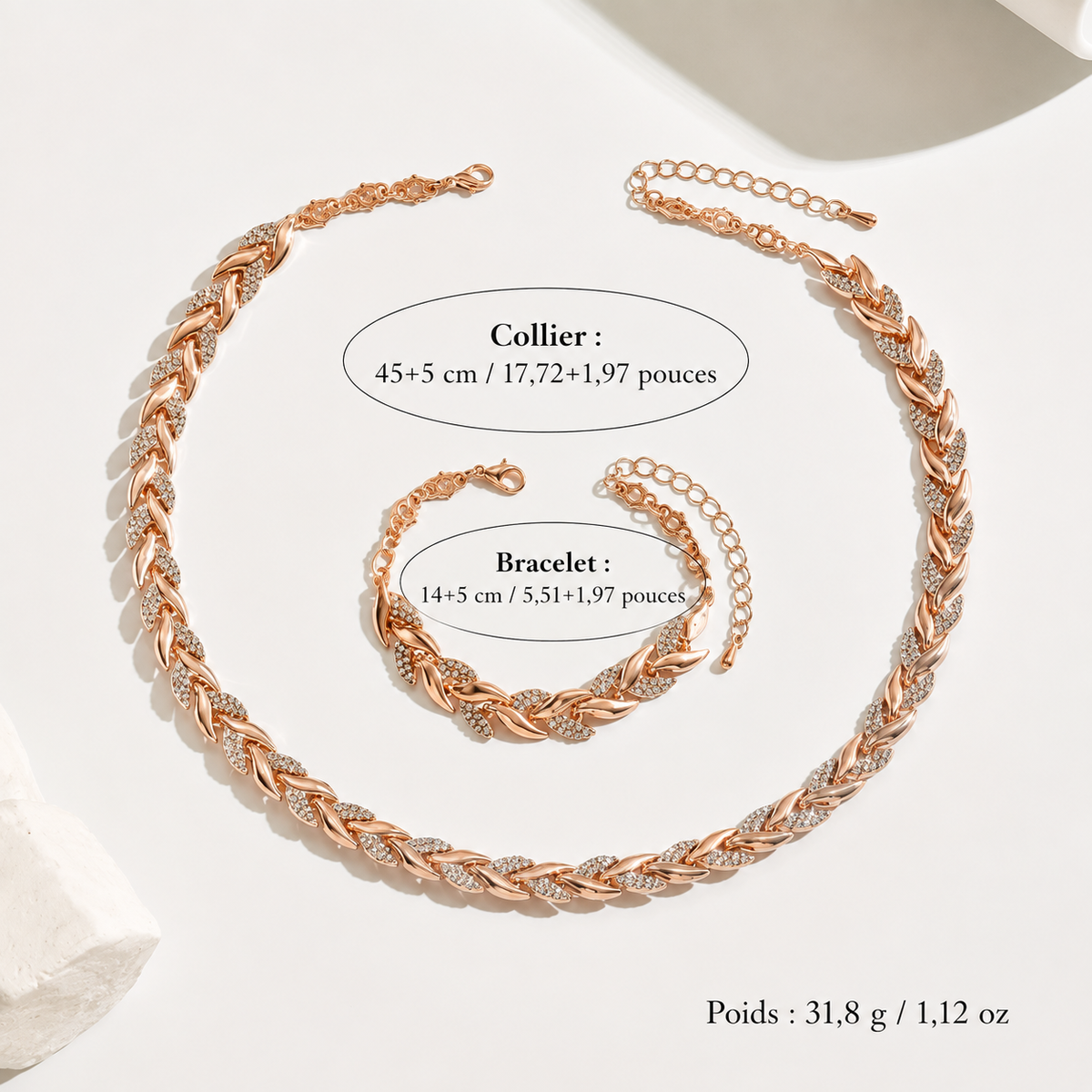 parure de pulsera y collar con eslabones. Mahaut