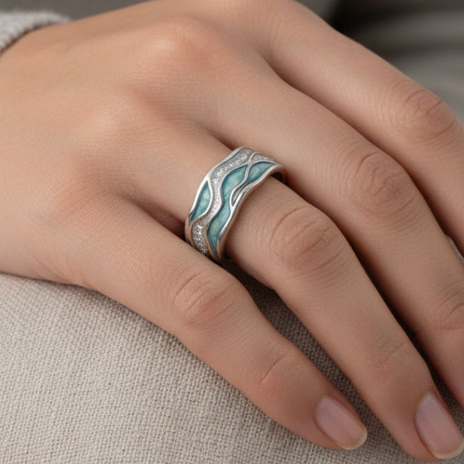 anillo ondulado azul. Mérovée