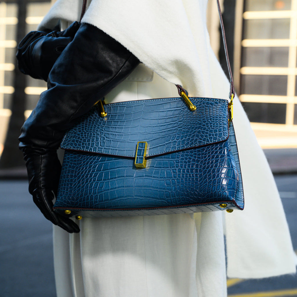 bolso tote de piel vegana efecto cocodrilo. Fiorenza