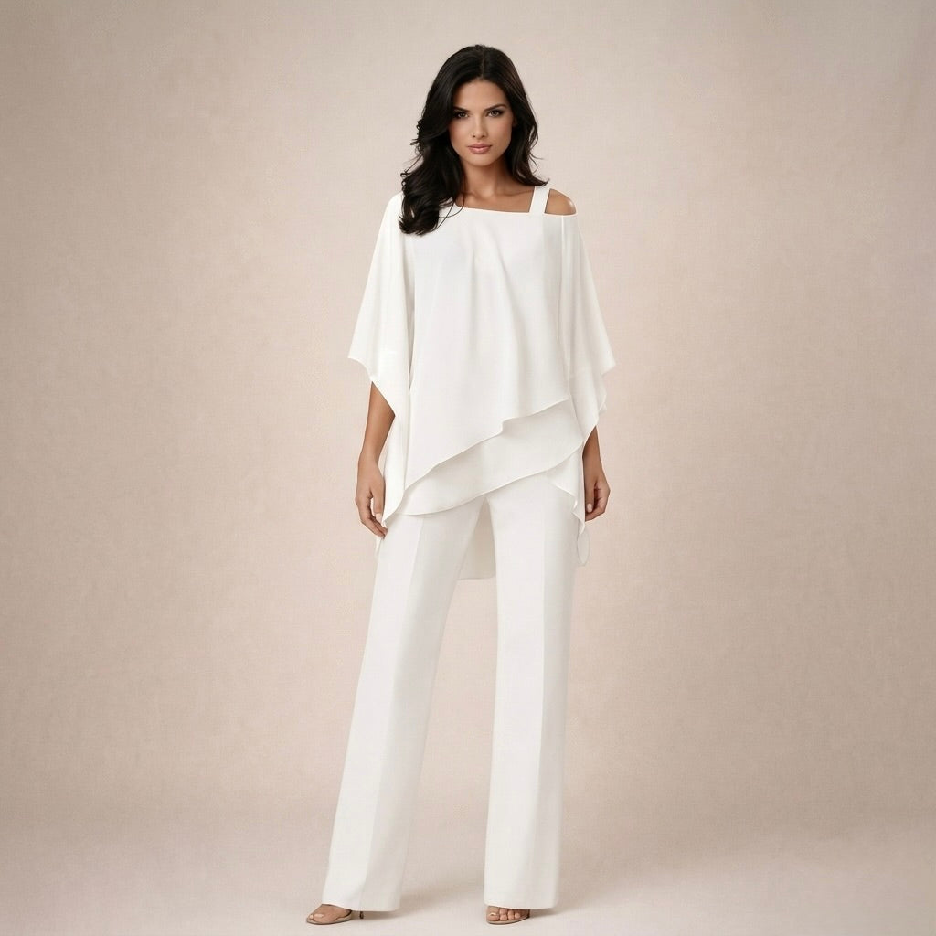conjunto asimétrico fluido con hombro descubierto. Stella