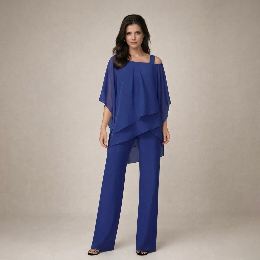 conjunto asimétrico fluido con hombro descubierto. Stella
