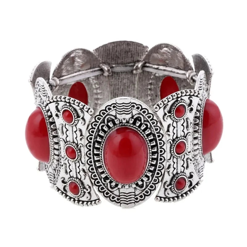 pulsera elástica con detalles troquelados y turquesas. Níjar