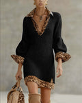 vestido leopardo con mangas farol y escote en v. Teror