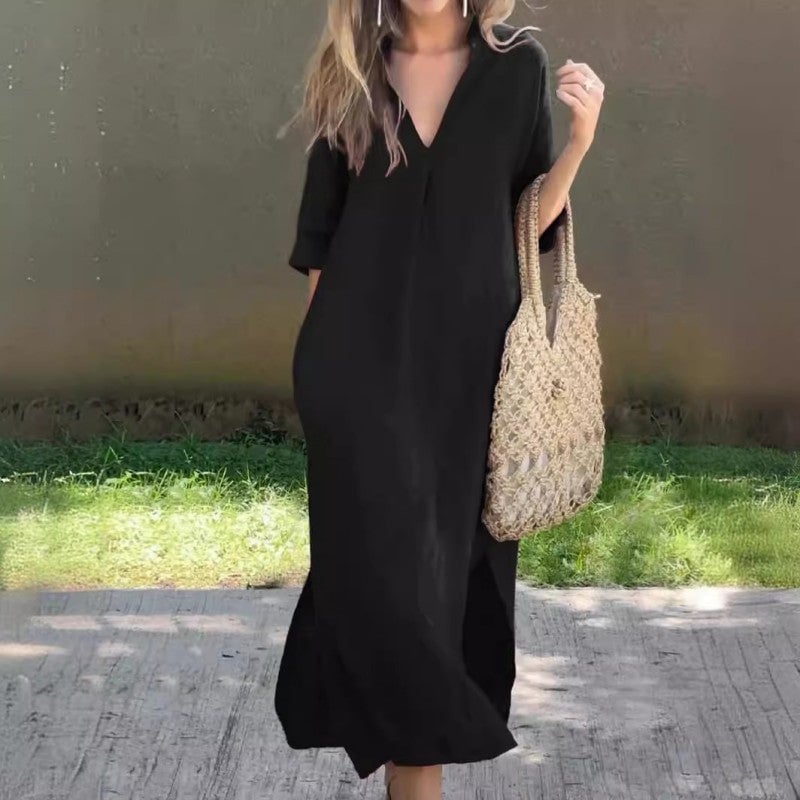 vestido midi fluido de algodón. Vejer
