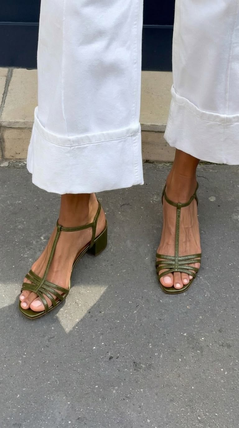 sandalia plana dorada con tiras finas. Allegra