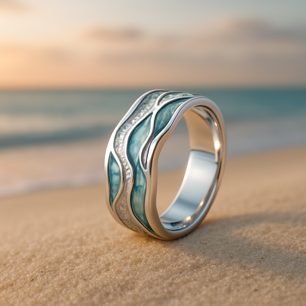 anillo ondulado azul. Mérovée