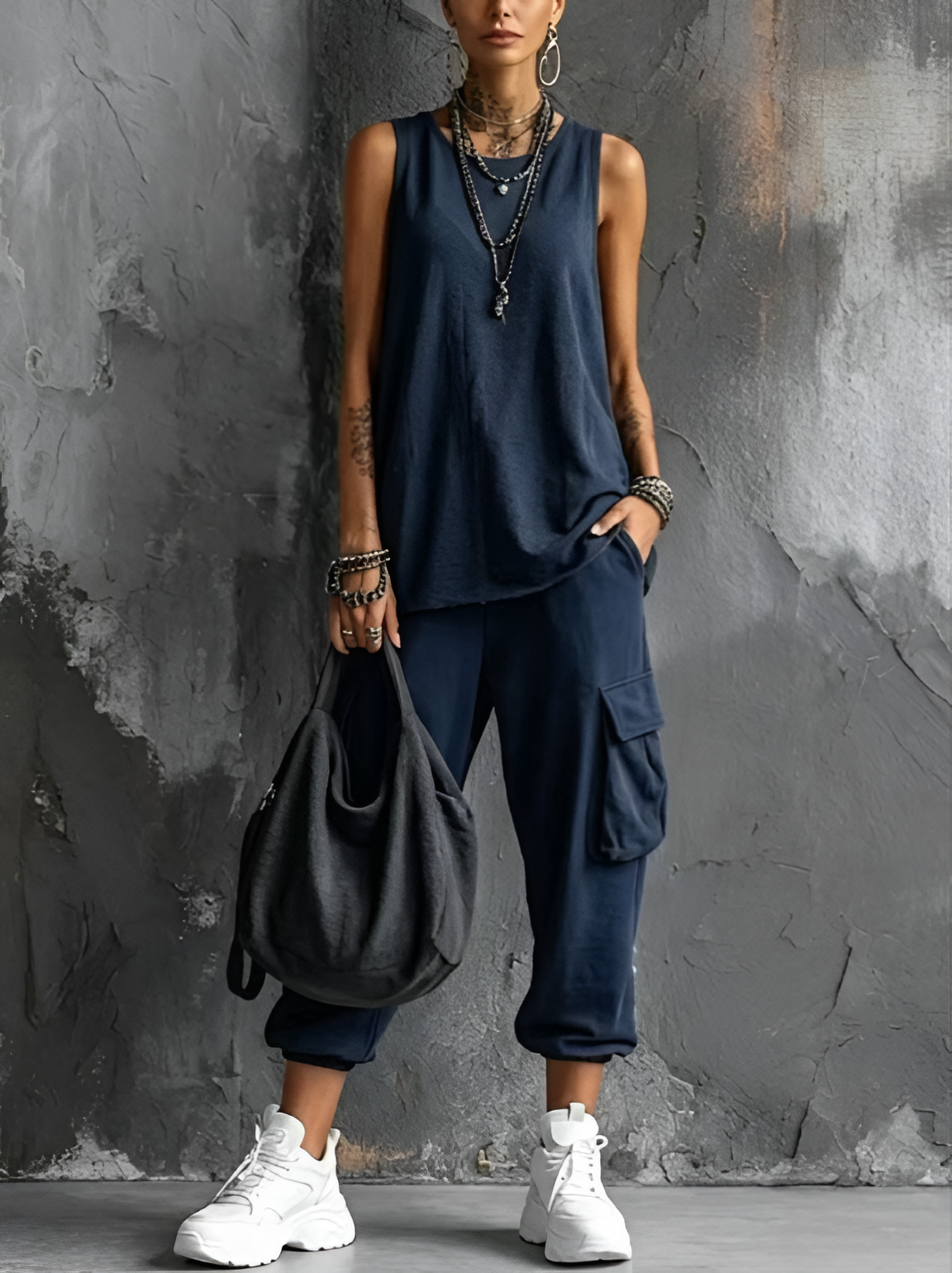 conjunto de lino con top tirantes y pantalón ancho. Begur