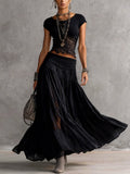 conjunto top de encaje y falda maxi plisada. Ludovica