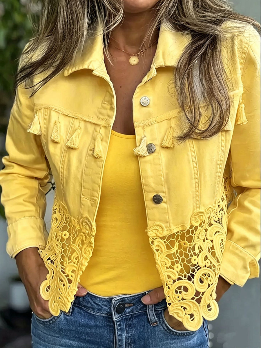 chaqueta corta con flecos y encaje. Tarifa
