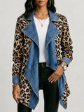 cazadora media con estampado leopardo y paneles de denim. Sherilyn