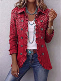 chaqueta de lino con estampado paisley ombré. Criselle