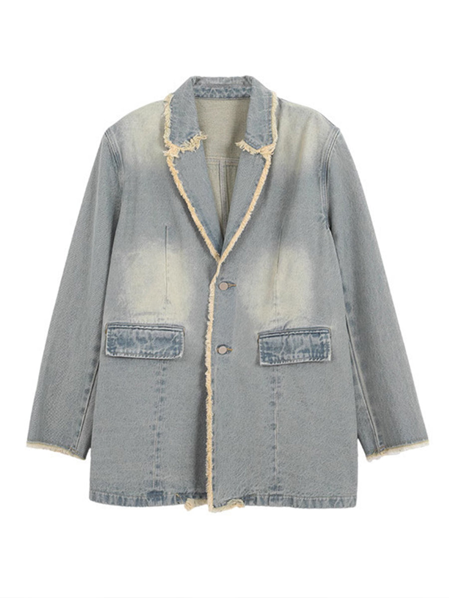 blazer oversize de lino con bordo sin rematar. Begur