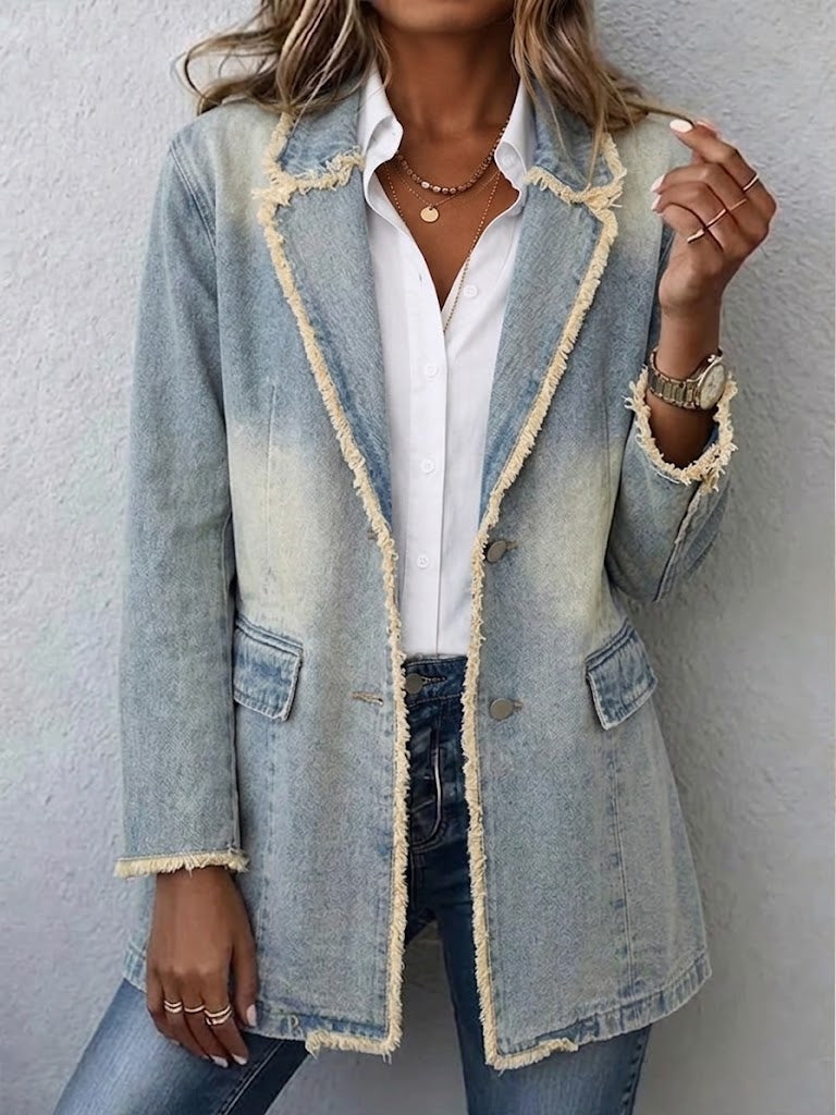 blazer oversize de lino con bordo sin rematar. Begur