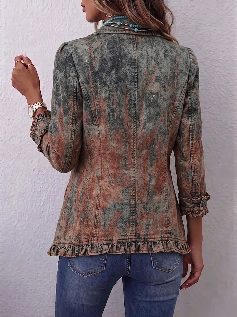 chaqueta de camisa con volantes y estampado degradado. Vejer