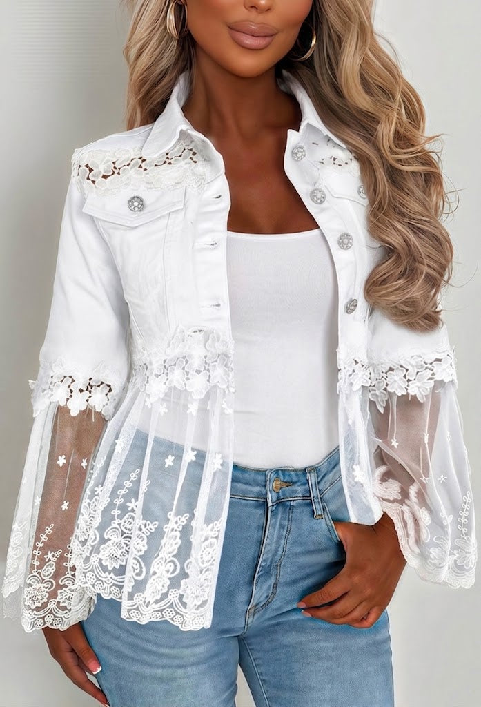 chaqueta de algodón con paneles de encaje. Sunnelace