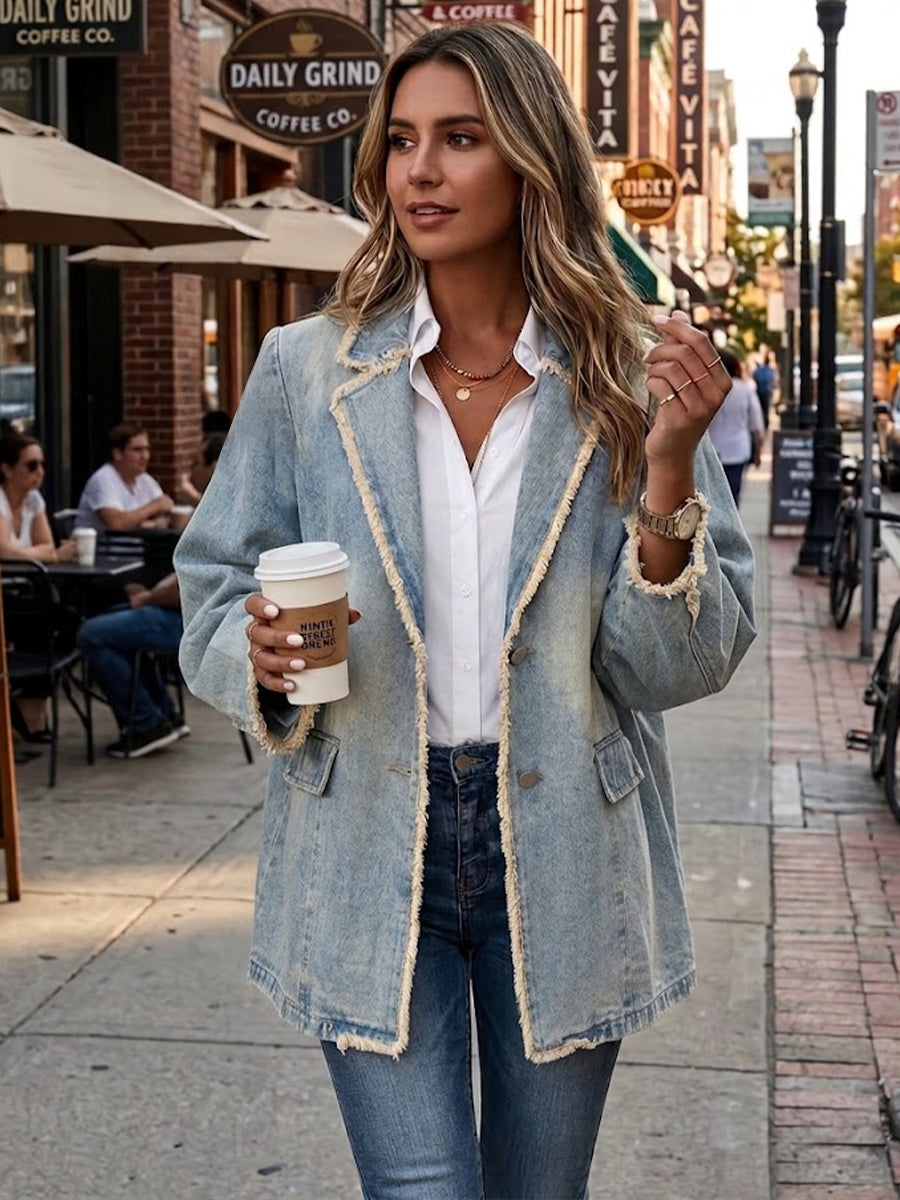 blazer oversize de lino con bordo sin rematar. Begur