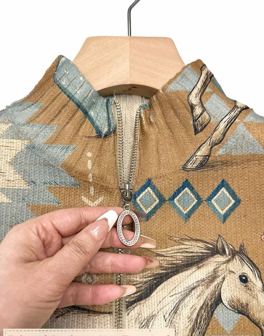 cardigan con cremallera y estampado de cactus. Perpetua