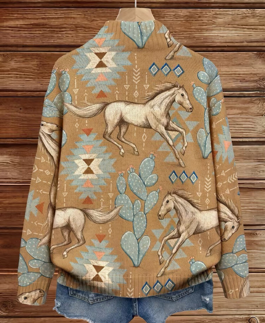 cardigan con cremallera y estampado de cactus. Perpetua