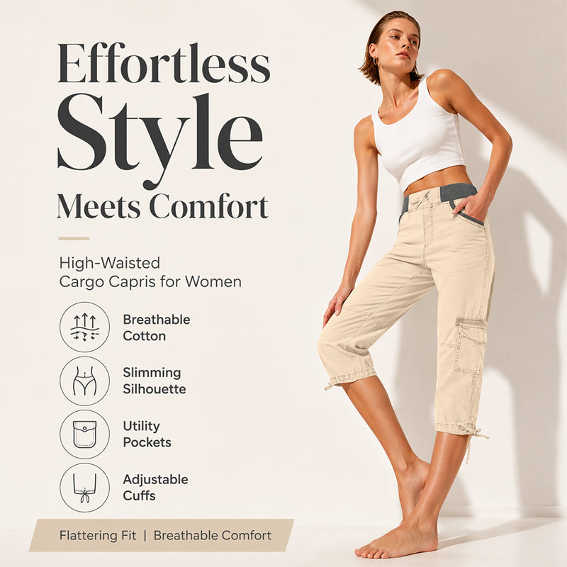pantalón cargo capri talle alto. Marta