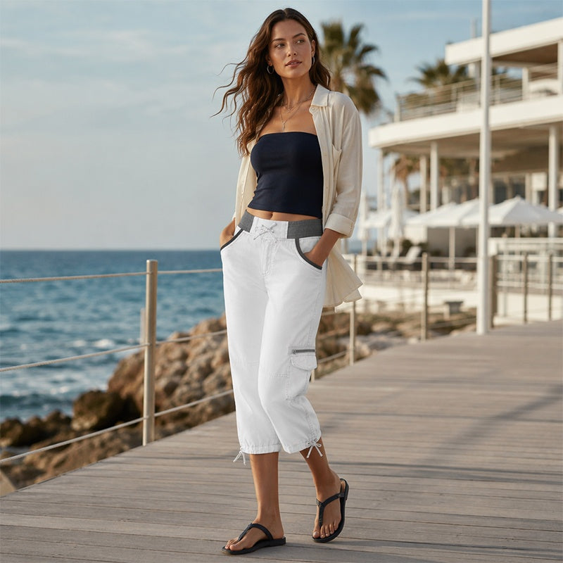 pantalón cargo capri talle alto. Marta