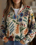 cardigan con cremallera y estampado floral. Tabitha