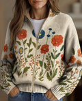 cardigan con cremallera y estampado floral. Prato